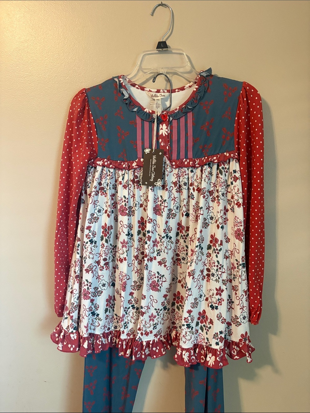 Matilda Jane Girls Red Floral 2Pc Set Size 14Y BNWT